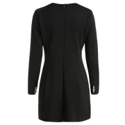 Military Style Buttoned Front Short Dress - Black Fansmadedirect