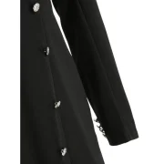 Military Style Buttoned Front Short Dress - Black Fansmadedirect