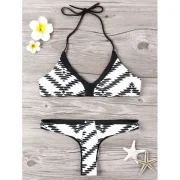 Monochrome Halter Bikini Set - White And Black Fansmadedirect