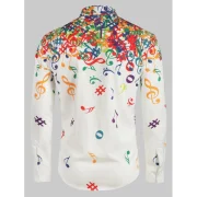 Musical Note Pattern Long leeves hirt - White Fansmadedirect