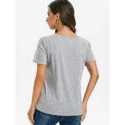 Number Print Multicolor Round Neck Tee - Gray Cloud Fansmadedirect