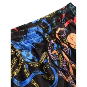 Octopus Printed Drawstring Board Shorts - Black Fansmadedirect