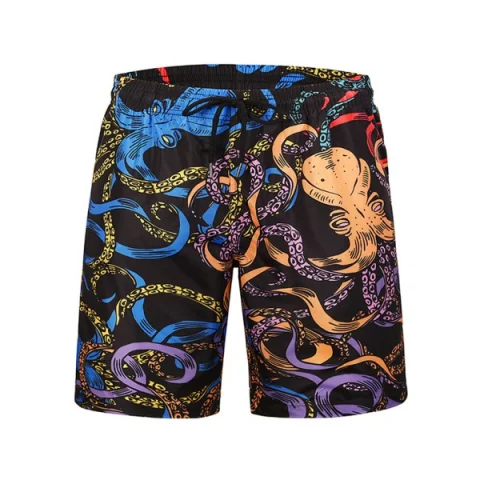 Octopus Printed Drawstring Board Shorts - Black Fansmadedirect