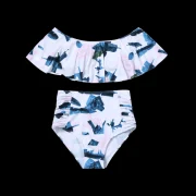 Off houlder Printed High Waisted Bikini et - White Fansmadedirect