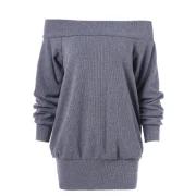 Off Shoulder Raglan Sleeve Knitwear - Gray Fansmadedirect