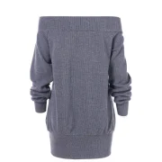 Off Shoulder Raglan Sleeve Knitwear - Gray Fansmadedirect