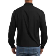 olid Double Breasted Placket hirt - Black Fansmadedirect