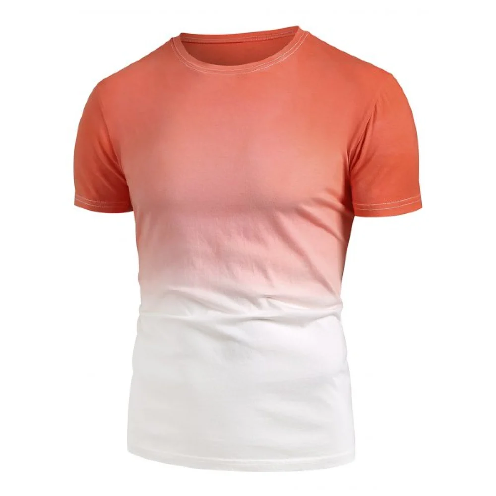Ombre Short Sleeve Casual T Shirt - Orange Fansmadedirect