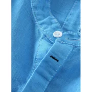 Ombre Stand Collar Half Button Shirt - Blue Fansmadedirect