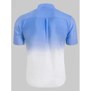 Ombre Stand Collar Linen Shirt - Sky Blue Fansmadedirect