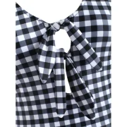 One Piece Open Back Gingham wimwear - Fansmadedirect