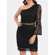 One Shoulder ace Sheath Dress - Black Fansmadedirect