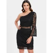 One Shoulder ace Sheath Dress - Black Fansmadedirect