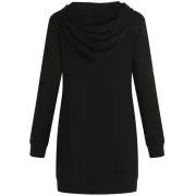 ong Sleeve Drawstring Hooded Dress - Black Fansmadedirect