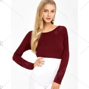 Open Back Drop Shoulder T-Shirt - Wine Red Fansmadedirect