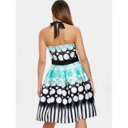 Open Back Fit and Flare Print Dress - Fansmadedirect