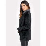 Open Front Fluffy Coat - Black Fansmadedirect