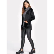 Open Front Fluffy Coat - Black Fansmadedirect