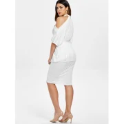 Open houlder Bodycon Two Piece Dress with Belt - White Fansmadedirect