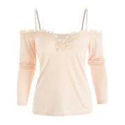 Open houlder Full leeve Fitted T-shirt - Blanched Almond Fansmadedirect