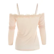 Open houlder Full leeve Fitted T-shirt - Blanched Almond Fansmadedirect