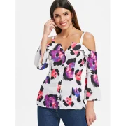 Open Shoulder Backless Button Up Blouse - White Fansmadedirect