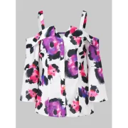 Open Shoulder Backless Button Up Blouse - White Fansmadedirect