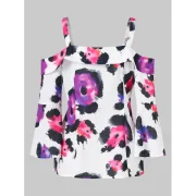 Open Shoulder Backless Button Up Blouse - White Fansmadedirect