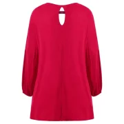 Open Shoulder Cut Out Eyelash Lace Blouse - Red Fansmadedirect