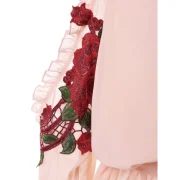 Open Shoulder Embroidery Surplice Blouse - ight Pink Fansmadedirect