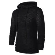 Openwork Long Sleeve Hoodie - Black Fansmadedirect