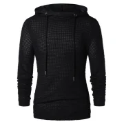 Openwork Long Sleeve Hoodie - Black Fansmadedirect