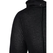 Openwork Long Sleeve Hoodie - Black Fansmadedirect