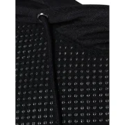 Openwork Long Sleeve Hoodie - Black Fansmadedirect