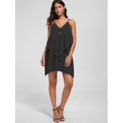 Overlay Flowy Mini Slip Dress - Black Fansmadedirect