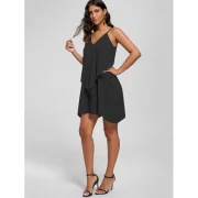 Overlay Flowy Mini Slip Dress - Black Fansmadedirect