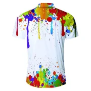 Painting Print hort leeves hirt - White Fansmadedirect