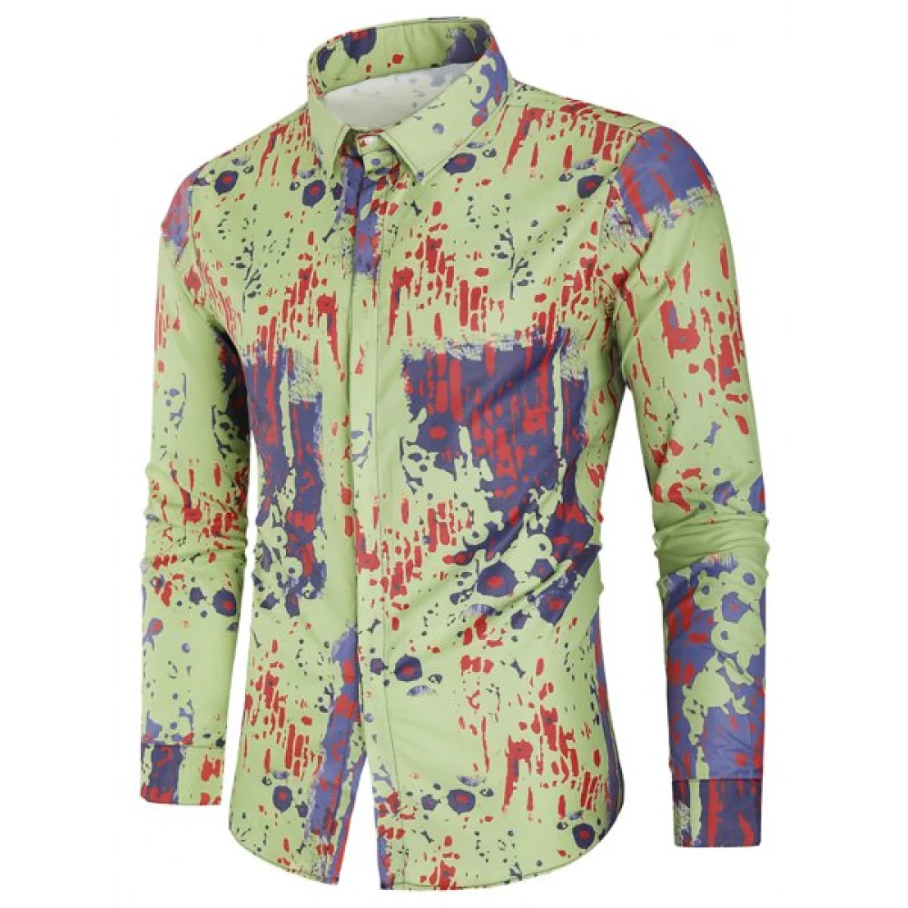 Painting Splatter Print Covered Button Shirt - Fansmadedirect