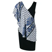 Paisley Print Overlay Mini Dress - Black Fansmadedirect