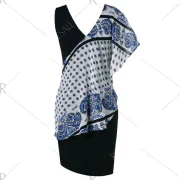Paisley Print Overlay Mini Dress - Black Fansmadedirect