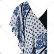 Paisley Print Overlay Mini Dress - Black Fansmadedirect