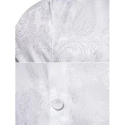 Paisley Print Stand Collar Button Down Shirt - White Fansmadedirect