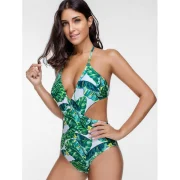 Palm eaf Print Monokini Swimsuit - Fansmadedirect