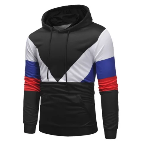 Panel Kangaroo Pocket Hoodie - Black Fansmadedirect