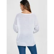 Patch Pocket Drop Shoulder Sweater - White Fansmadedirect