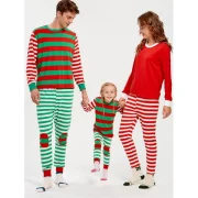 Patched Striped Family Christmas Pajama Set - Red Dad Fansmadedirect