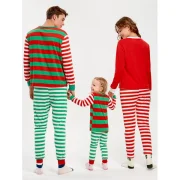 Patched Striped Family Christmas Pajama Set - Red Dad Fansmadedirect