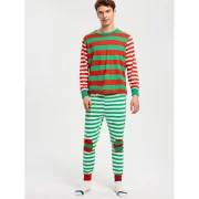 Patched Striped Family Christmas Pajama Set - Red Dad Fansmadedirect