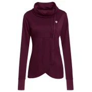 Petal Hem Drawstring Embroidered weatshirt - Wine Red Fansmadedirect