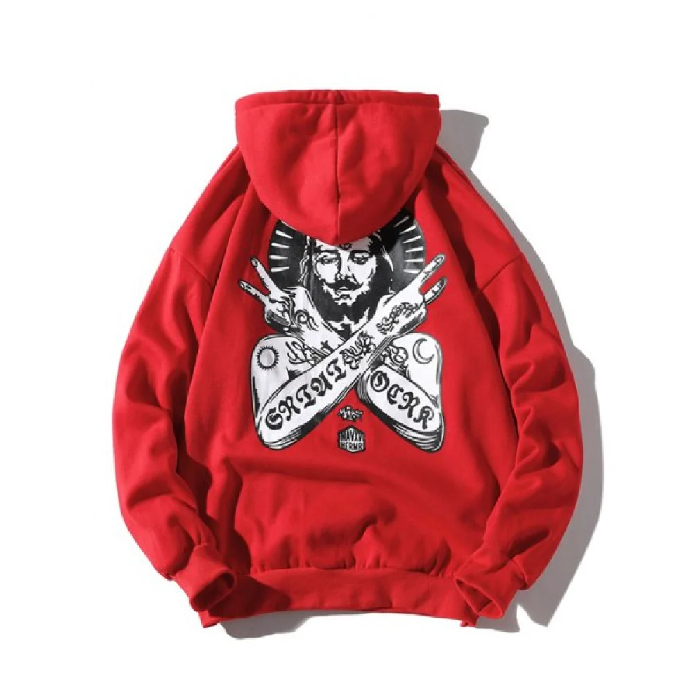 Pharaoh Printed Kangaroo Pocket Hoodie - Lava Red Fansmadedirect